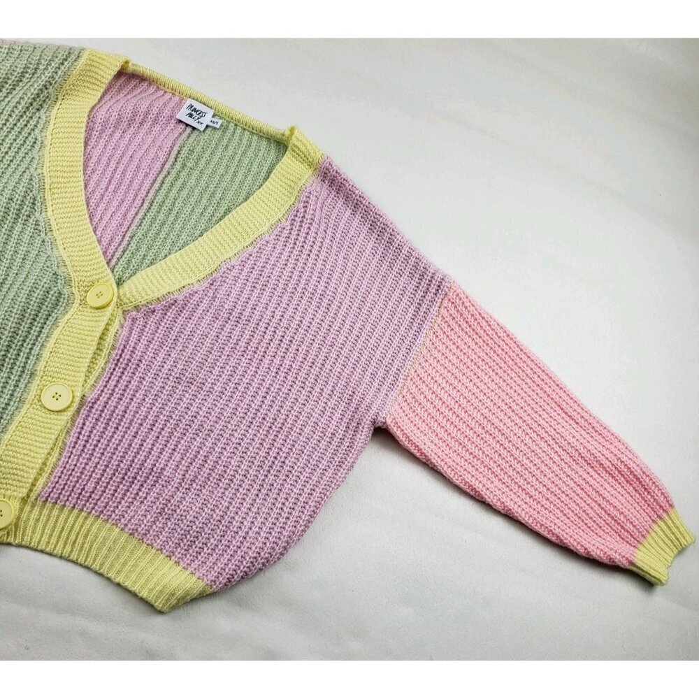 Princess Polly Naomi Oversized Cardigan Womens XS/S Pastel Chunky Knit Sweater - Picture 3 of 13